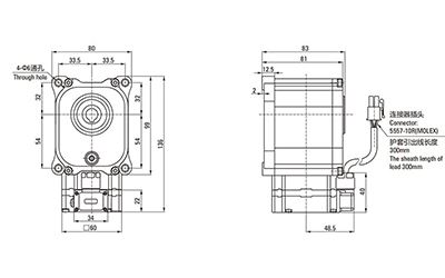 60mm 60W DC Getriebemotor, rechtwinklig (bürstenlos)