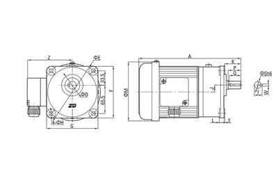 100W/200W AC Dreiphasen Getriebemotor (klein)