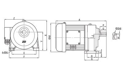 100W/750W AC Dreiphasen Getriebemotor (klein)
