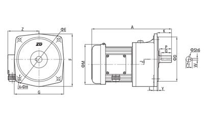 100W/750W AC Dreiphasen Getriebemotor (klein)