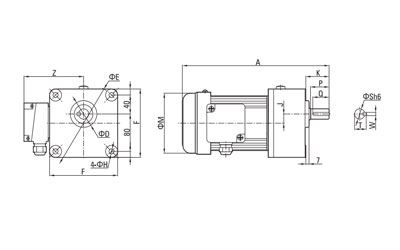 100W-750W AC Dreiphasen Getriebemotor (klein)