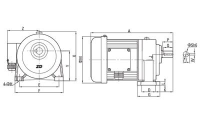 100W-1500W AC Dreiphasen Getriebemotor (klein)
