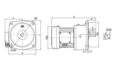 100W-1500W AC Dreiphasen Getriebemotor (klein)