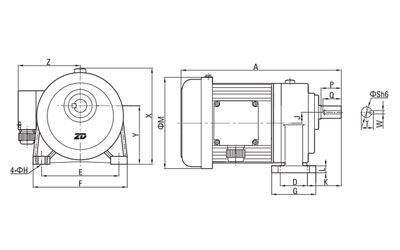 200W-1500W AC Dreiphasen Getriebemotor (klein)
