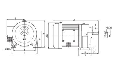 400W-3700W AC Dreiphasen Getriebemotor (klein)