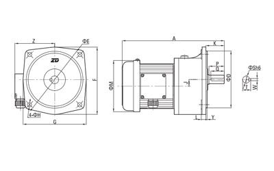 400W-3700W AC Dreiphasen Getriebemotor (klein)