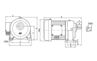 1500W-3700W AC Dreiphasen Getriebemotor (klein)